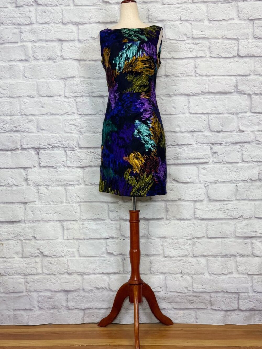 Milly Black Silk Colorful Brushstroke Print Sheath Dress